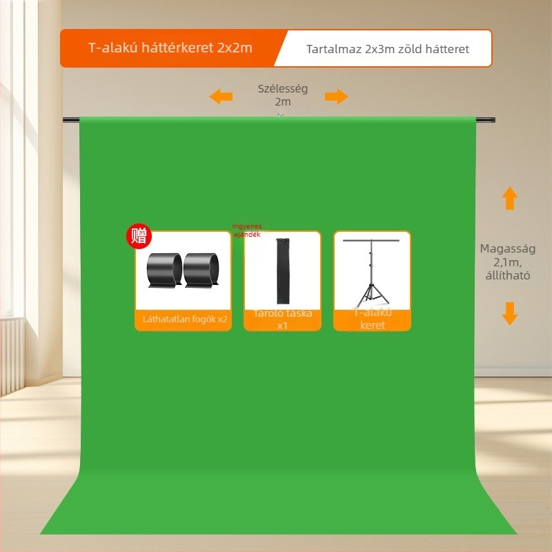 Teleszkópos, hordozható zöld képernyő hátter stúdiófotózáshoz
