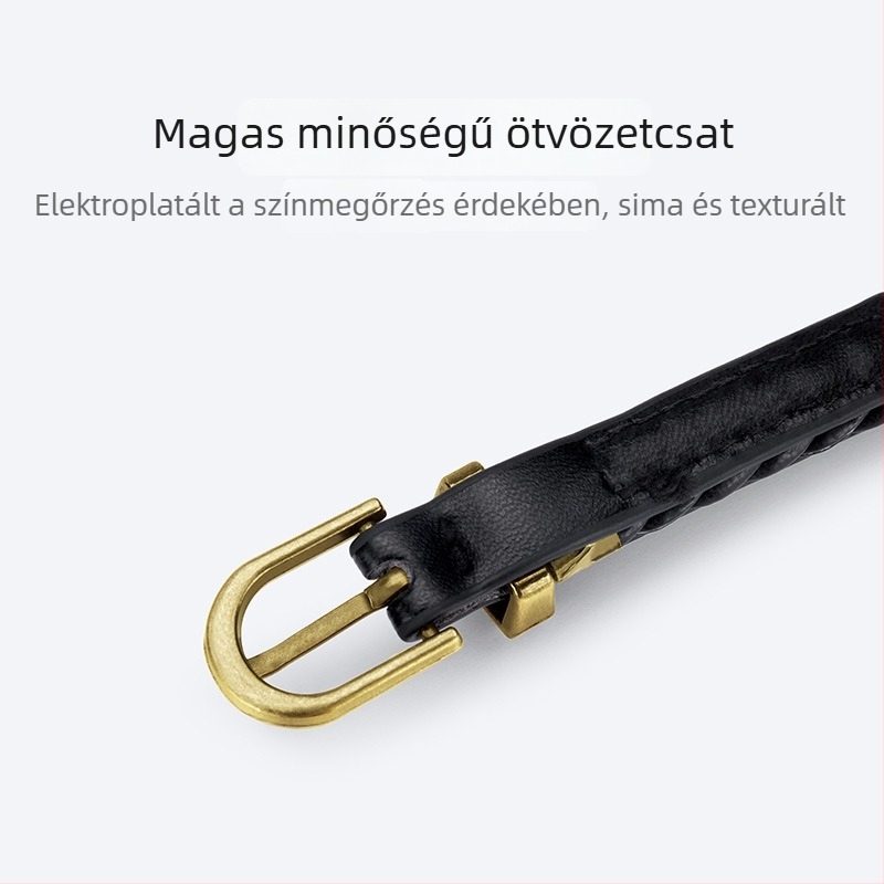 Szövött derékszíj ötvözetű tűzcsapos csattal – minimalistikus, elegáns stílus