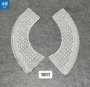 Vízben oldódó hímzett gallér, kivágott tej-selyem virággal, DIY gyerekruha dekoráció (Anyag: vízben oldódó hímzés; Alkalmazás: gyerekruha, DIY; Stílus: Doll gallér)