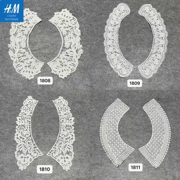 Vízben oldódó hímzett gallér, kivágott tej-selyem virággal, DIY gyerekruha dekoráció (Anyag: vízben oldódó hímzés; Alkalmazás: gyerekruha, DIY; Stílus: Doll gallér)