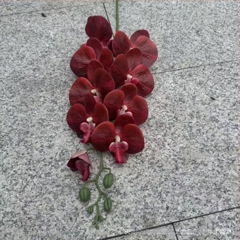 9-ágú Phalaenopsis orchidea, 3D nyomtatott felülettel, műanyag és selyem virágok, esküvői dekorációhoz, rekvizítként fotózásra és otthoni dekorációhoz