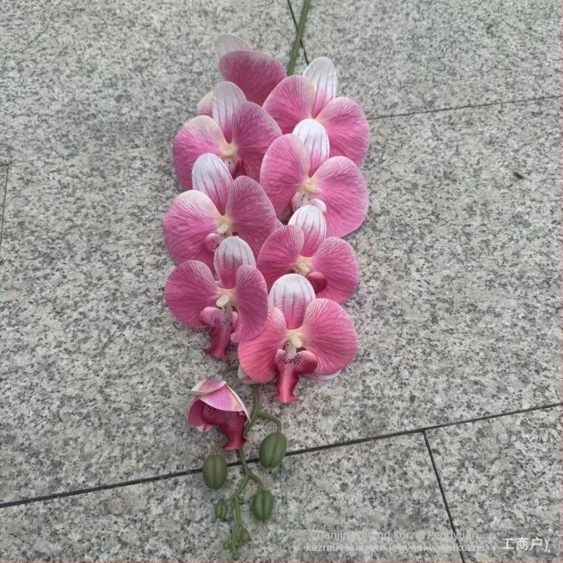 9-ágú Phalaenopsis orchidea, 3D nyomtatott felülettel, műanyag és selyem virágok, esküvői dekorációhoz, rekvizítként fotózásra és otthoni dekorációhoz
