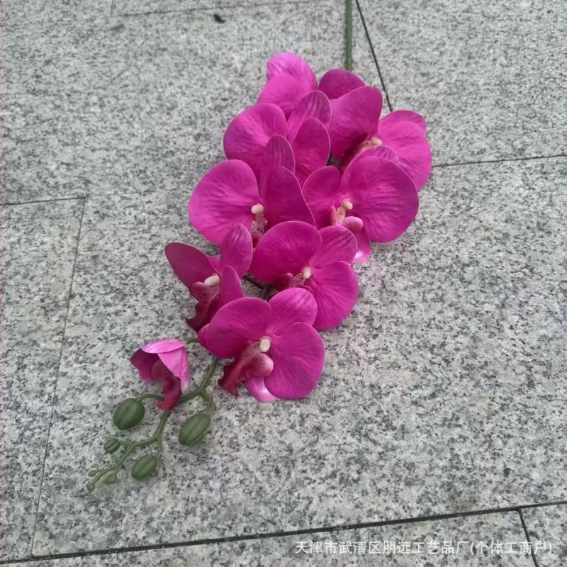9-ágú Phalaenopsis orchidea, 3D nyomtatott felülettel, műanyag és selyem virágok, esküvői dekorációhoz, rekvizítként fotózásra és otthoni dekorációhoz