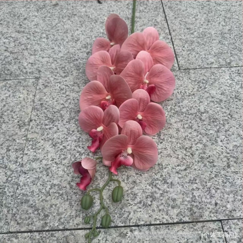 9-ágú Phalaenopsis orchidea, 3D nyomtatott felülettel, műanyag és selyem virágok, esküvői dekorációhoz, rekvizítként fotózásra és otthoni dekorációhoz