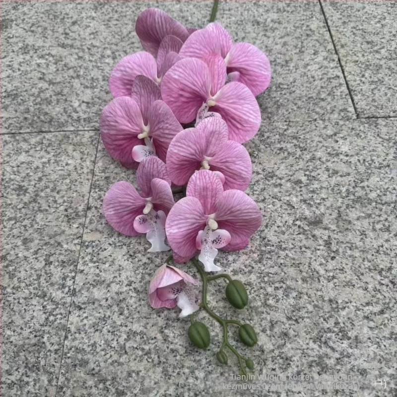 9-ágú Phalaenopsis orchidea, 3D nyomtatott felülettel, műanyag és selyem virágok, esküvői dekorációhoz, rekvizítként fotózásra és otthoni dekorációhoz