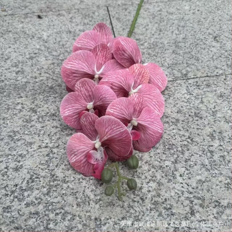 9-ágú Phalaenopsis orchidea, 3D nyomtatott felülettel, műanyag és selyem virágok, esküvői dekorációhoz, rekvizítként fotózásra és otthoni dekorációhoz
