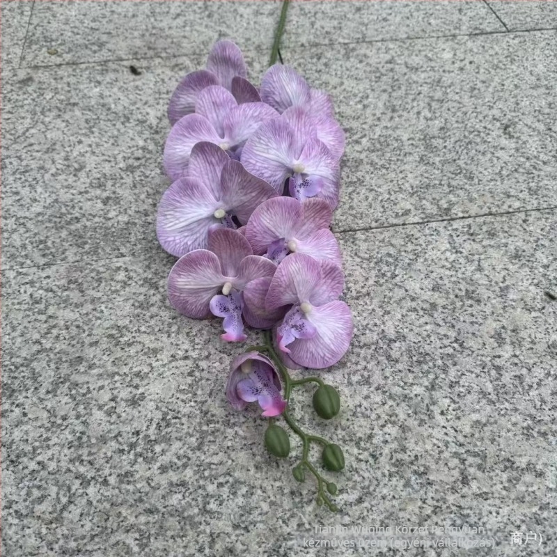 9-ágú Phalaenopsis orchidea, 3D nyomtatott felülettel, műanyag és selyem virágok, esküvői dekorációhoz, rekvizítként fotózásra és otthoni dekorációhoz