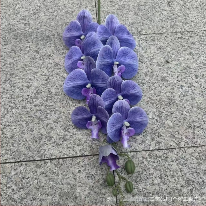 9-ágú Phalaenopsis orchidea, 3D nyomtatott felülettel, műanyag és selyem virágok, esküvői dekorációhoz, rekvizítként fotózásra és otthoni dekorációhoz