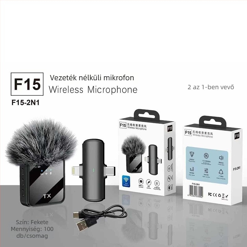 F11 Lavalier mikrofon - 2-csatornás, beépített 300-500 mAh akkumulátor, üzemidő 3-6 óra