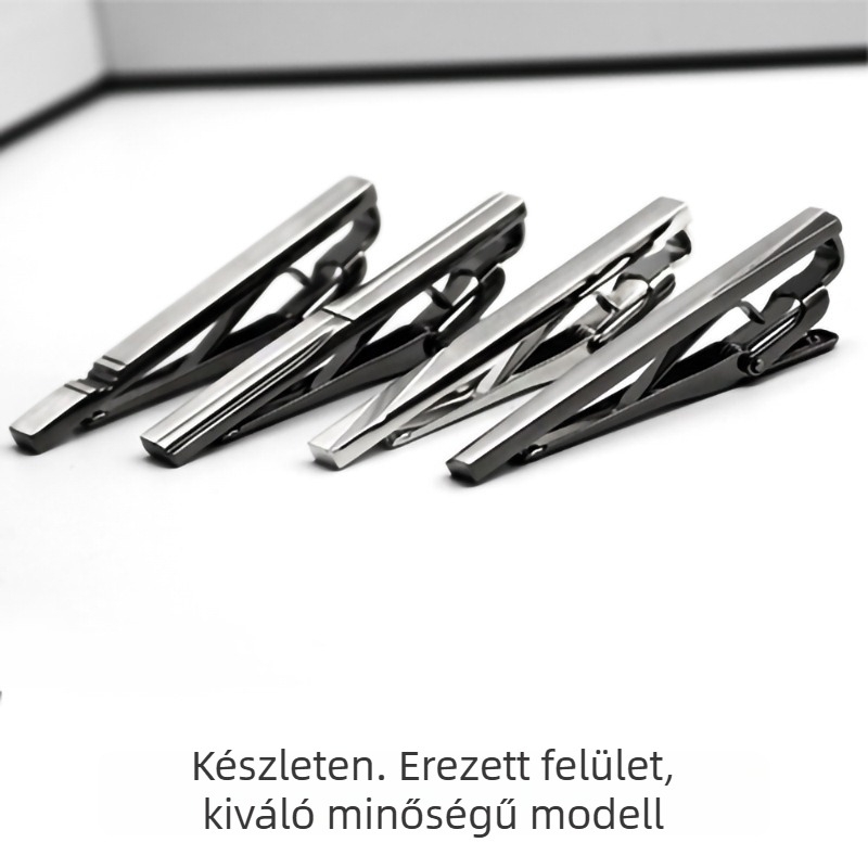 Nyakkendőcsipesz sárgarézből, téglalap alakú, lapos fejű, geometriai mintázat, gallérvirág design, önálló csomagolás