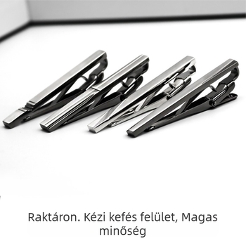 Sárgaréz nyakkendő-klipsz, geometrikus téglalap alakú mintázat, sík fej, férfiak számára, egyszerű gallérklipsz