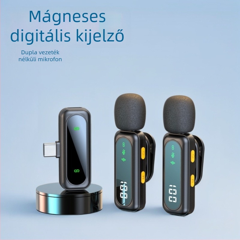 J3 vezeték nélküli lavalier mikrofon mágneses klipekkel és intelligens zajcsökkentéssel, kültéri élő közvetítéshez