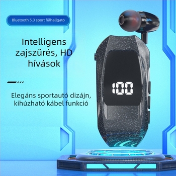 Nyakklipszes vezeték nélküli Bluetooth headset, 10 m hatótáv, Bluetooth 5.3, vízálló, digitális kijelző, üzemidő >8 óra