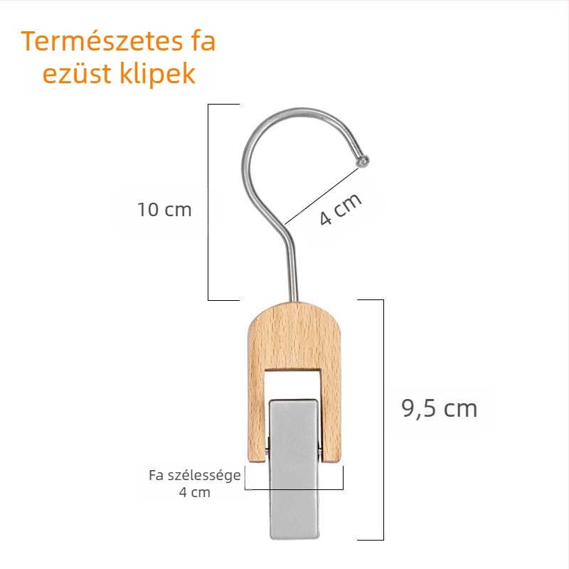 Fából készült tároló klip S-alakú akasztóval sálakhoz, Encordo Mz-jz001