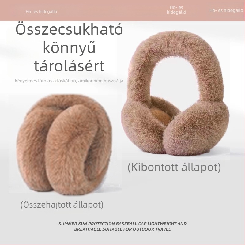 Fülmelegítők műszőrméből nyusziszőr utánzatú nőknek, melegek és szélállóak télen, felnőtt nők számára, egyszínű mintázat