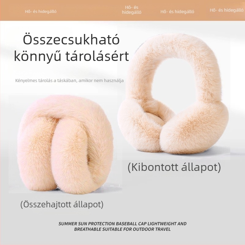 Fülmelegítők műszőrméből nyusziszőr utánzatú nőknek, melegek és szélállóak télen, felnőtt nők számára, egyszínű mintázat