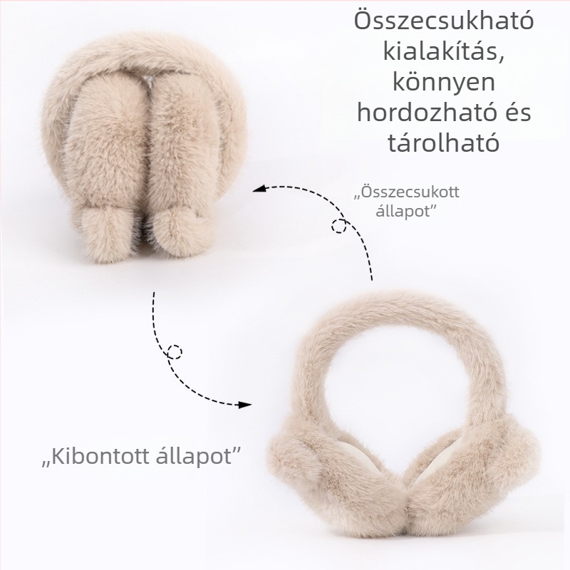 Téli plüssmackó fülvédő, összecsukható és hordozható, fleece béléssel felnőtteknek – uniszex