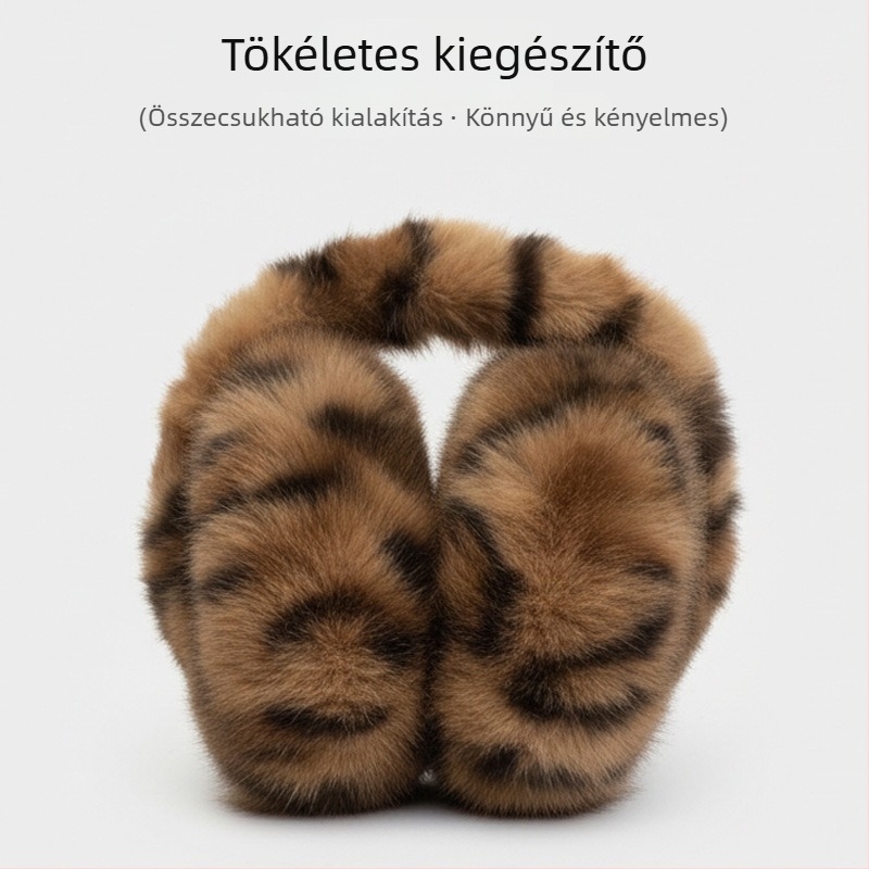 Női leopard mintás plüss fülvédő, téli meleg és fülvédő védelem