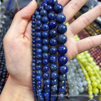 7A természetes lápisz lazuli kerek gyöngyök DIY karkötőhöz