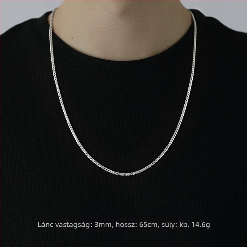 Uniszex 925 ezüst Kubai lánc nyaklánc ezüst medállal