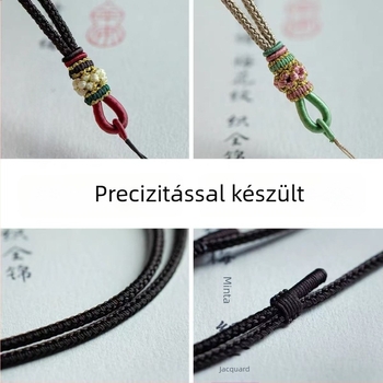 Fonott nyaklánc-zsinór békecsatos medállal, nőknek, borostyán- vagy jademedál DIY