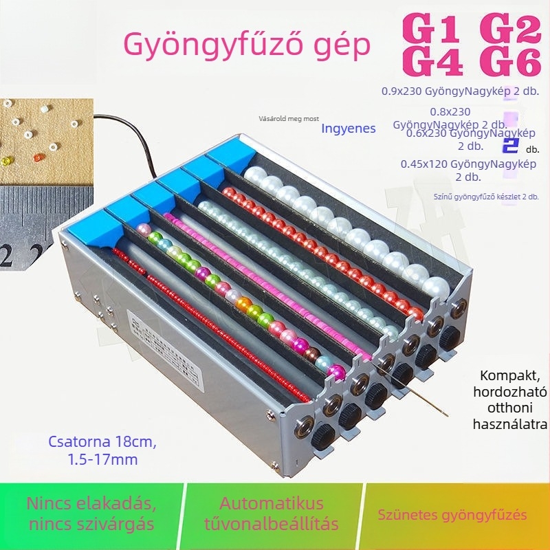 Gyöngyfűző gép, egy- és kétszálas csatornával, többszálas funkció, automatikus tű igazítás, divat stílus