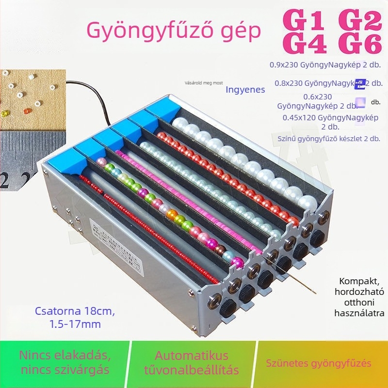 Gyöngyfűző gép, egy- és kétszálas csatornával, többszálas funkció, automatikus tű igazítás, divat stílus