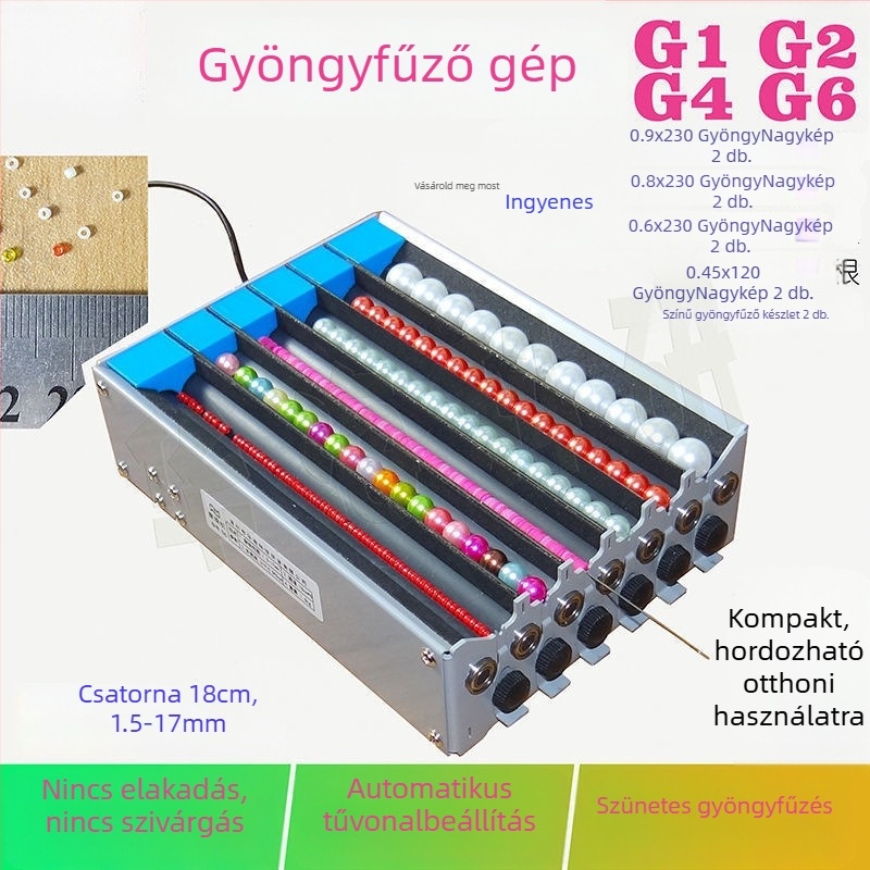 Gyöngyfűző gép, egy- és kétszálas csatornával, többszálas funkció, automatikus tű igazítás, divat stílus