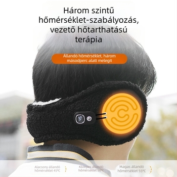 Elektromos fülmelegítő plüss fülvédő - uniszex, összecsukható, téli, monokróm mintázat