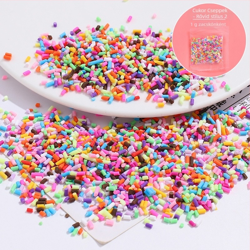 DIY ékszerkészítő kiegészítők - Szimulált cukorgolyók puha agyagban, cukor tűk, 500 g csomag