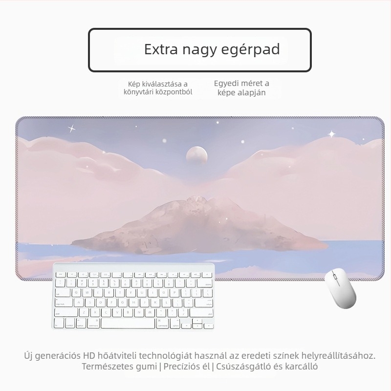 Nagy vastag asztali egérpad vektoros táj-karikatúra dizájnnal, csúszásmentes és foltálló