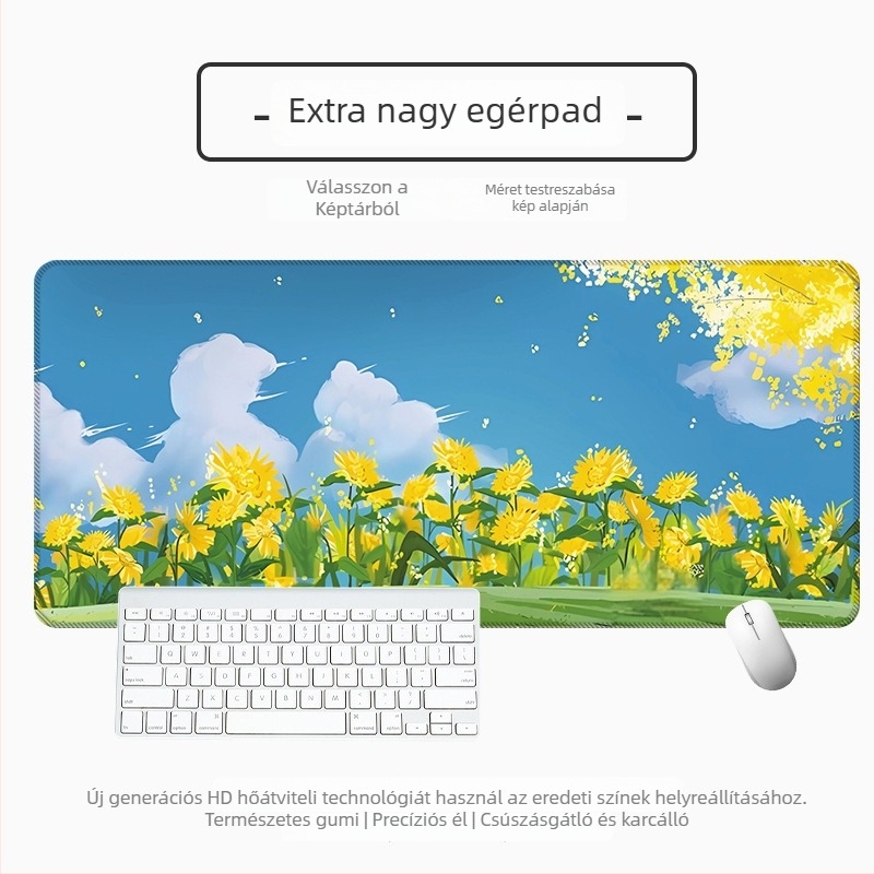 Nagy vastag asztali egérpad vektoros táj-karikatúra dizájnnal, csúszásmentes és foltálló