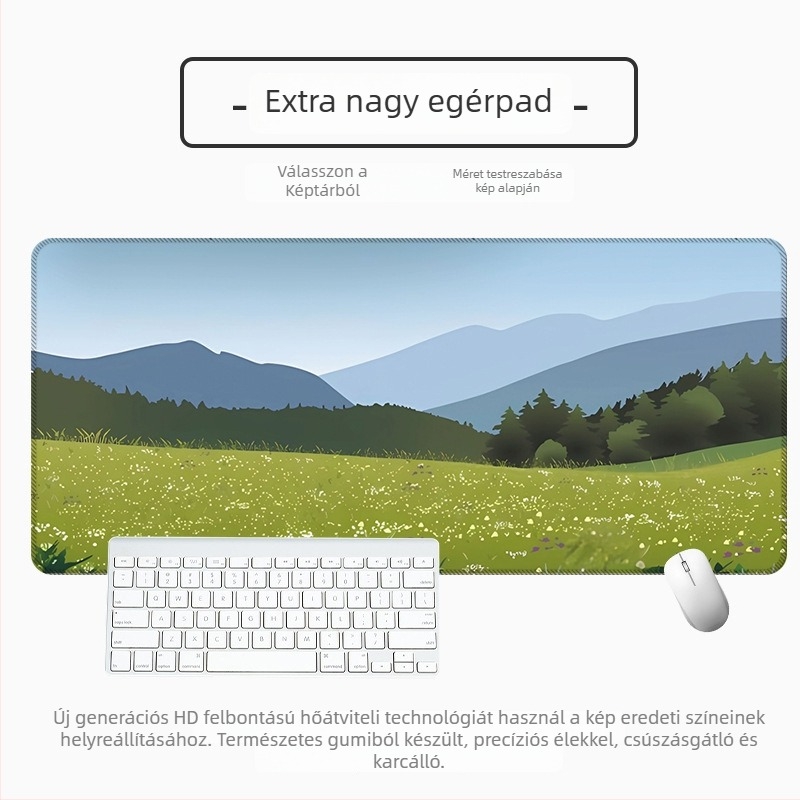 Nagy vastag asztali egérpad vektoros táj-karikatúra dizájnnal, csúszásmentes és foltálló