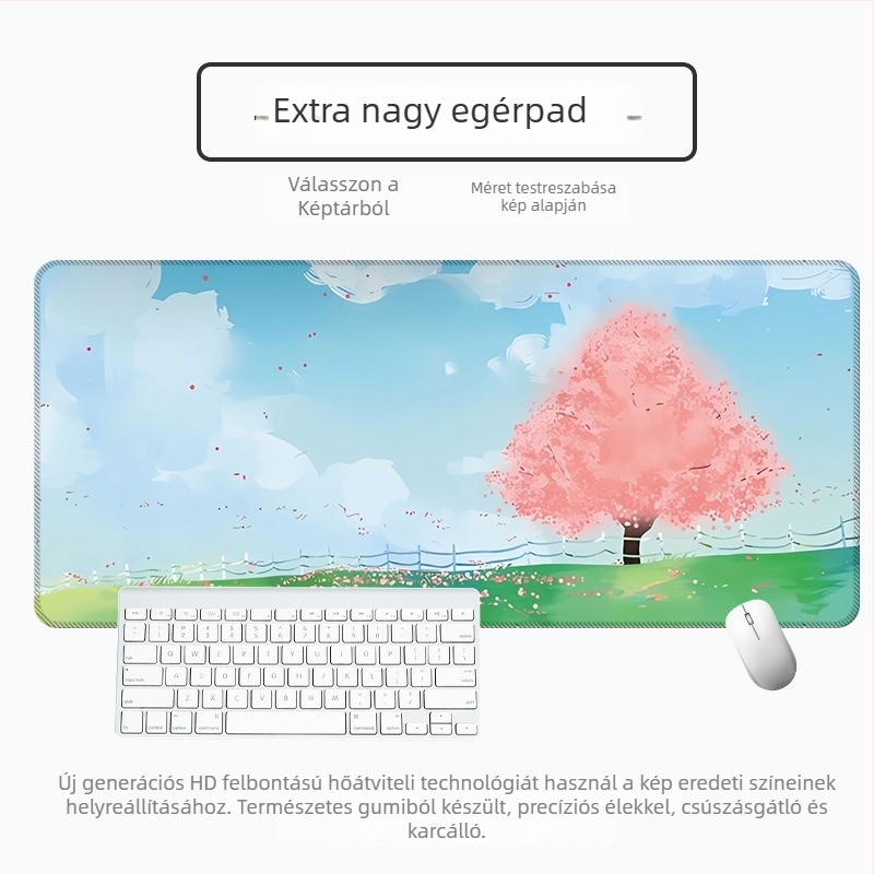 Nagy vastag asztali egérpad vektoros táj-karikatúra dizájnnal, csúszásmentes és foltálló