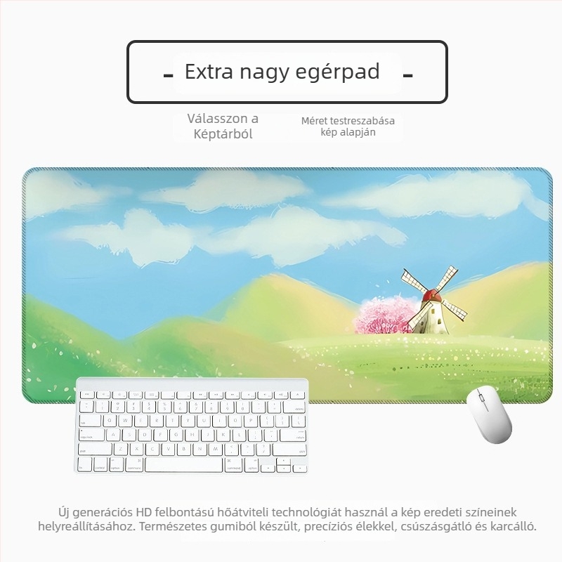 Nagy vastag asztali egérpad vektoros táj-karikatúra dizájnnal, csúszásmentes és foltálló