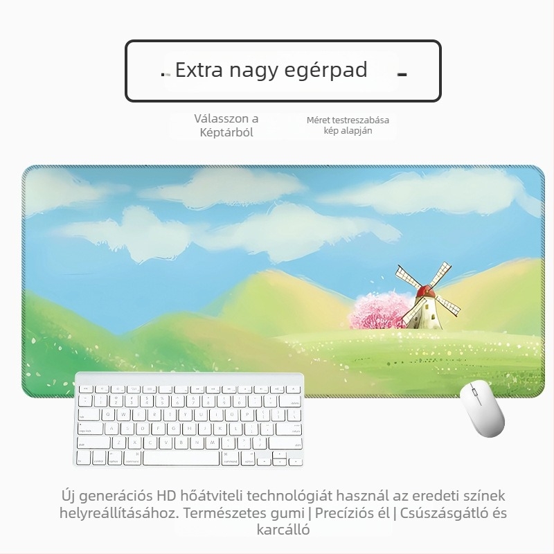 Nagy vastag asztali egérpad vektoros táj-karikatúra dizájnnal, csúszásmentes és foltálló