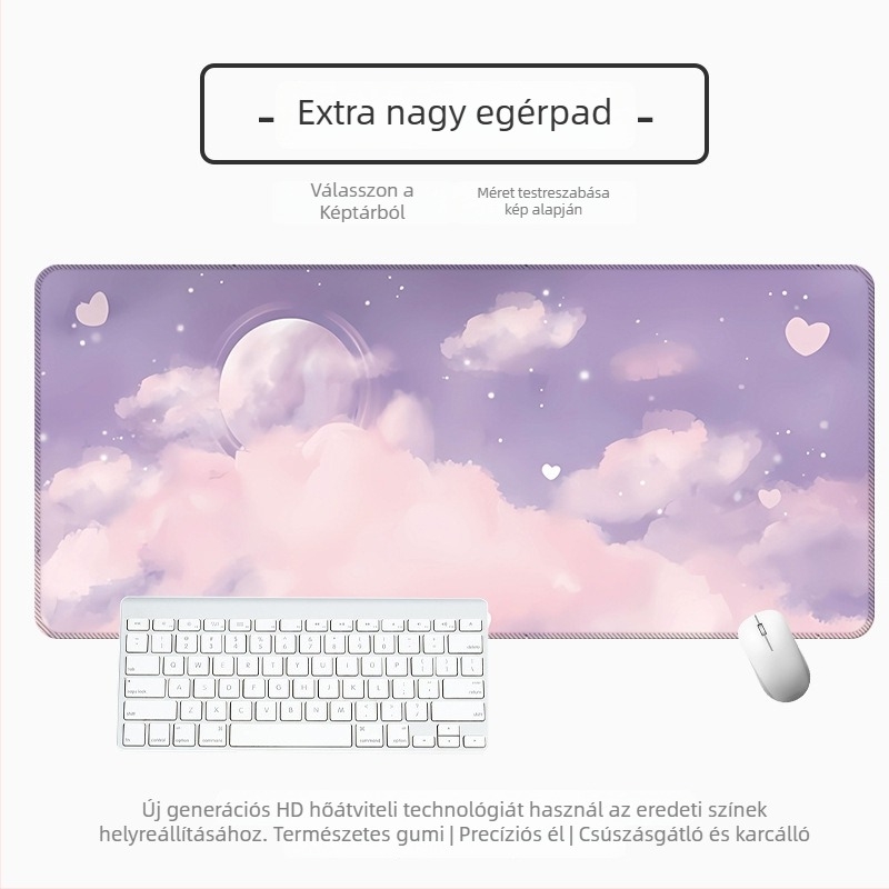 Nagy vastag asztali egérpad vektoros táj-karikatúra dizájnnal, csúszásmentes és foltálló