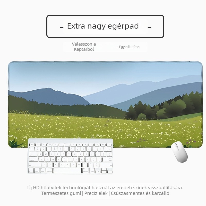 Nagy vastag asztali egérpad vektoros táj-karikatúra dizájnnal, csúszásmentes és foltálló