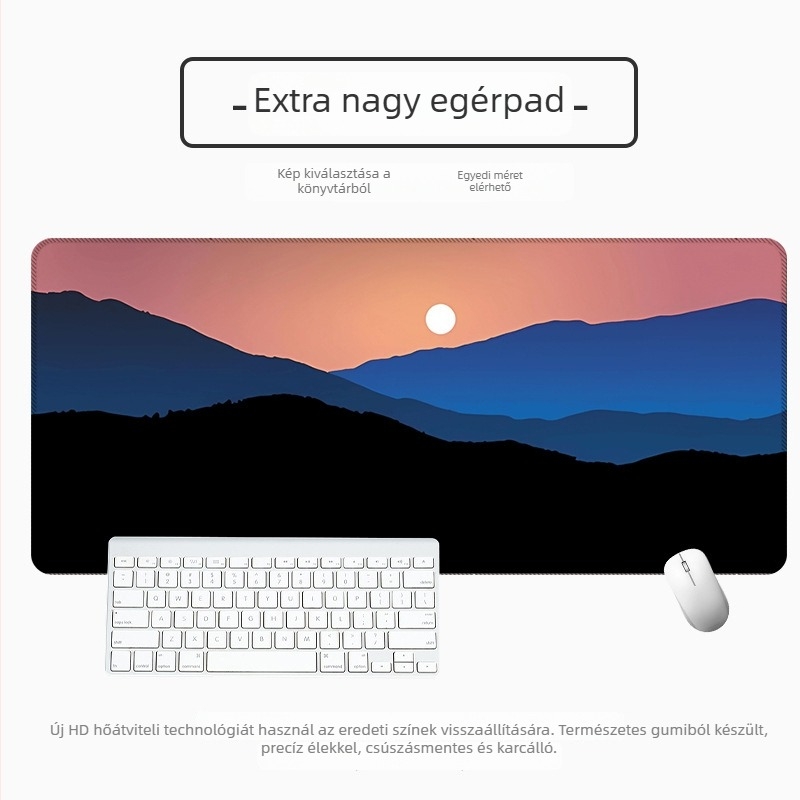 Nagy vastag asztali egérpad vektoros táj-karikatúra dizájnnal, csúszásmentes és foltálló