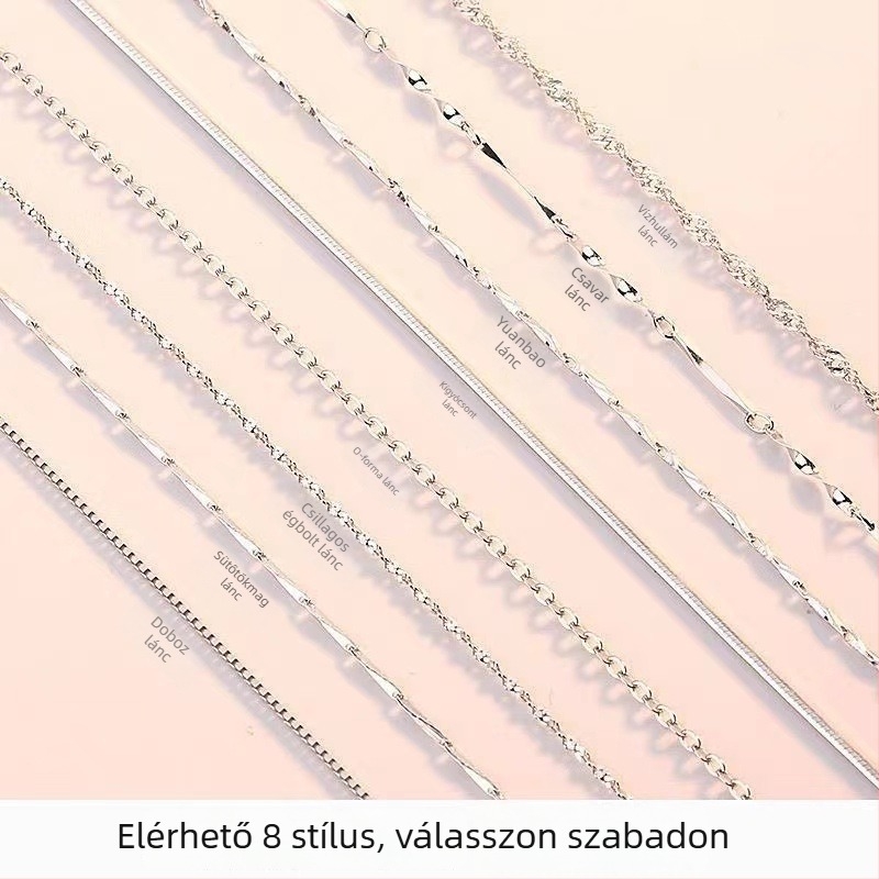 S925 ezüst nyaklánc vízhullám lánccal és O alakú kereszttel, többszintű dizájn, uniszex