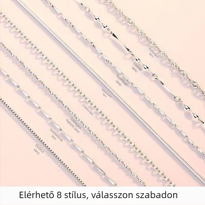 S925 ezüst nyaklánc vízhullám lánccal és O alakú kereszttel, többszintű dizájn, uniszex