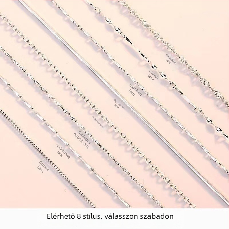 S925 ezüst nyaklánc vízhullám lánccal és O alakú kereszttel, többszintű dizájn, uniszex