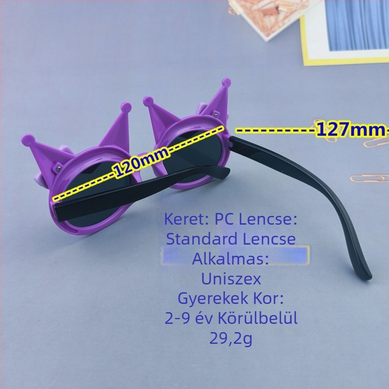 Gyerekeknek szóló napszemüveg, kerek keret, AC lencsék, UV380, PC keret