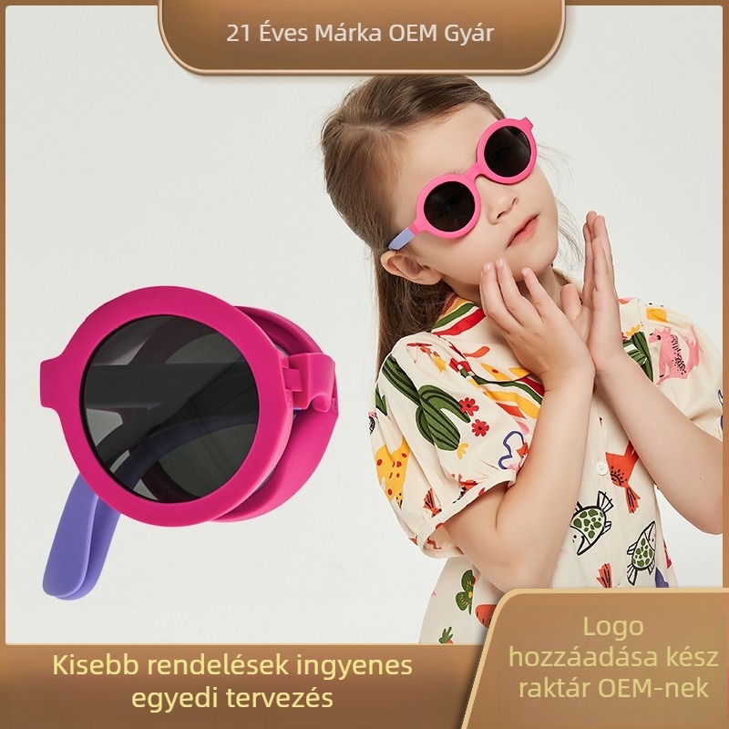 Gyermekeknek szóló összecsukható napszemüveg, polarizált, UV400 védelem, TAC lencsék, teljes keret, TPEE keret