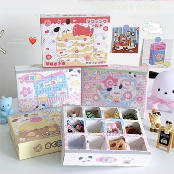 Ajándék doboz, rajzfilmszerű stílus, fehér karton, logó nélkül, testreszabás nélkül