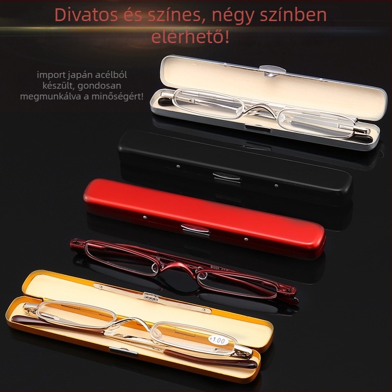 Presbyopia olvasó szemüveg, gyanta lencsékkel, anti-kékfény védelem, teljes fém keret, ovális formájú, elegáns minimalist stílus