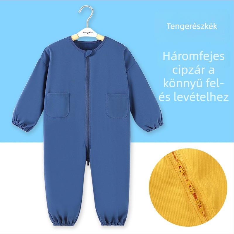 Baba mászó overál őszi-téli szezonra, egyrészes, hosszú ujjú, kapucni nélküli, szennyeződésálló kültéri játékokhoz
