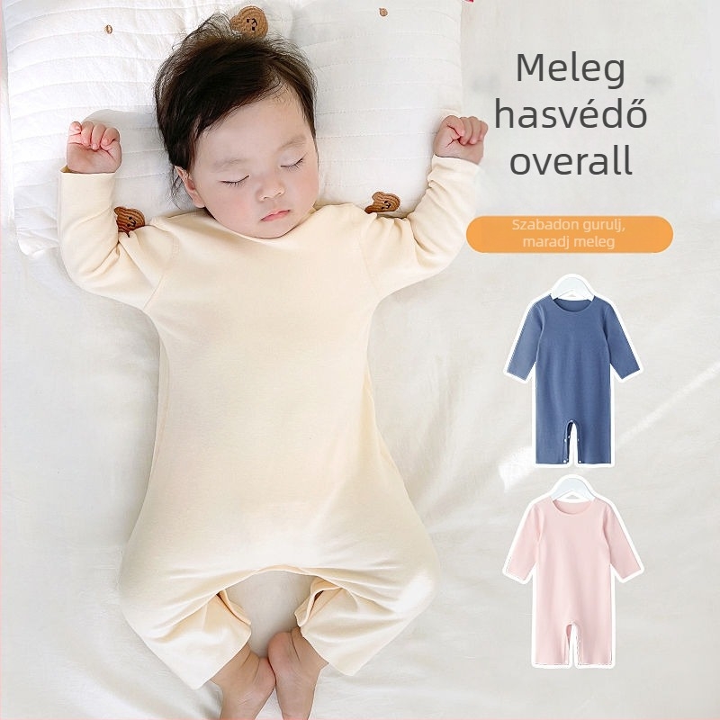 Baba meleg egyrészes overall téli vise, hosszú ujjú, pulóver-stílus, De Velvet anyag, 5% spandex, újszülötteknek 0–12 hónap