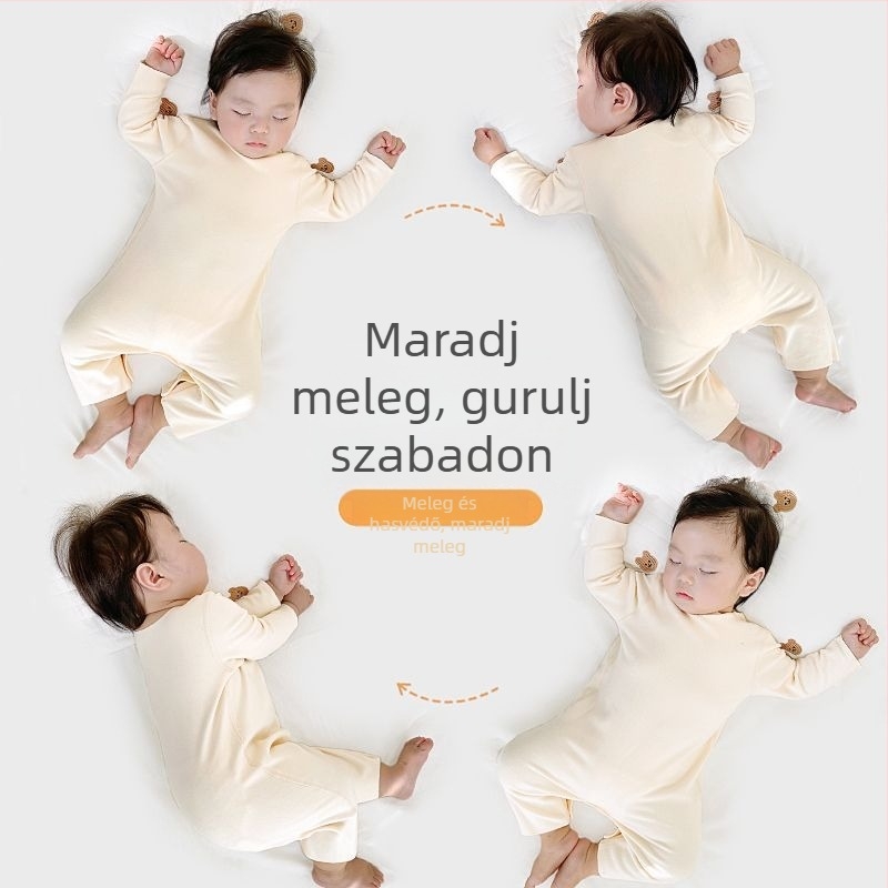 Baba meleg egyrészes overall téli vise, hosszú ujjú, pulóver-stílus, De Velvet anyag, 5% spandex, újszülötteknek 0–12 hónap