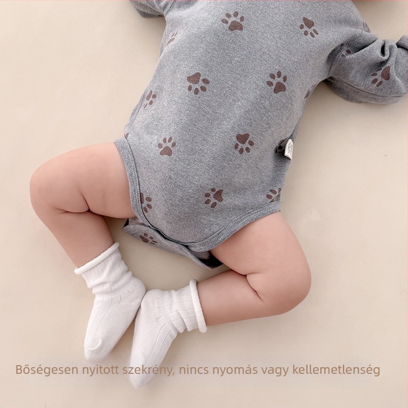 Újszülött babaromper, uniszex, hosszúujjú, 95% pamut, tavasz–ősz–tél